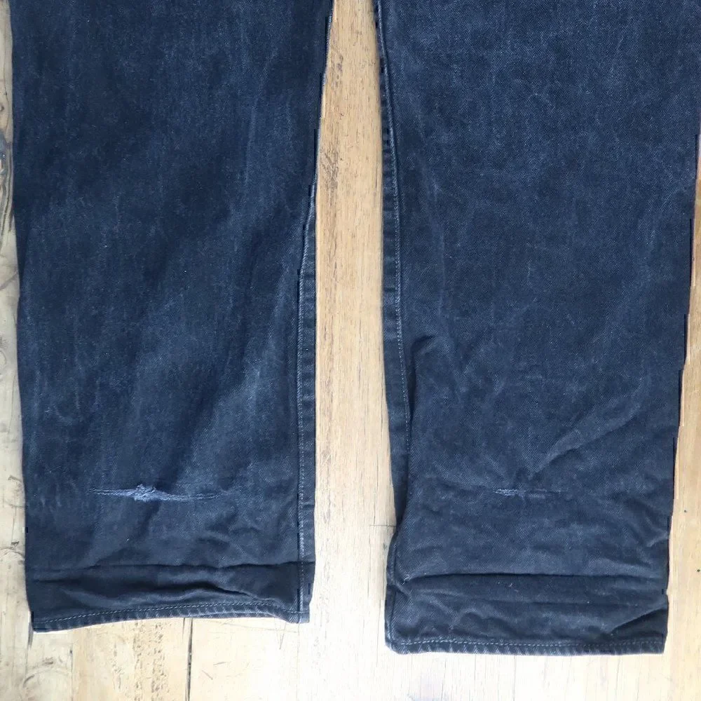 LEVI'S 501 BUTTON FLY BLACK DENIM JEANS SIZE W42 L32